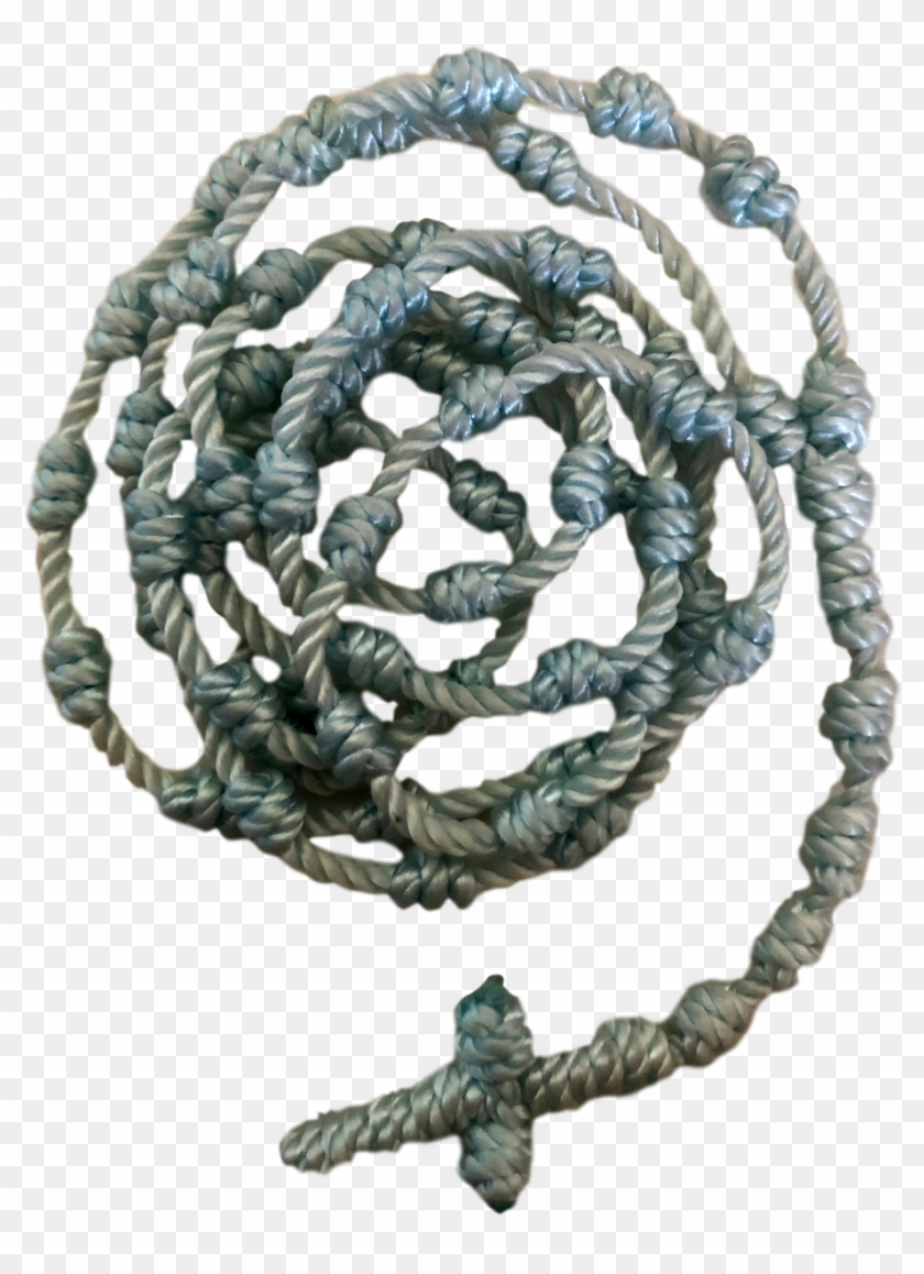 Religious Rosary Necklace Knotted Handwoven Light Blue - Artifact Clipart