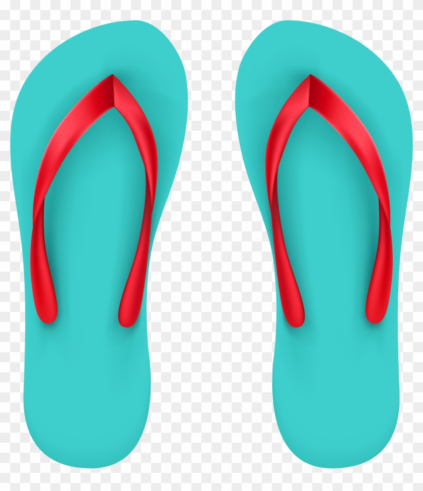 Aqua Beach Flip Flops Png Clipart - Summer Shoes Clip Art Transparent Png #1583302