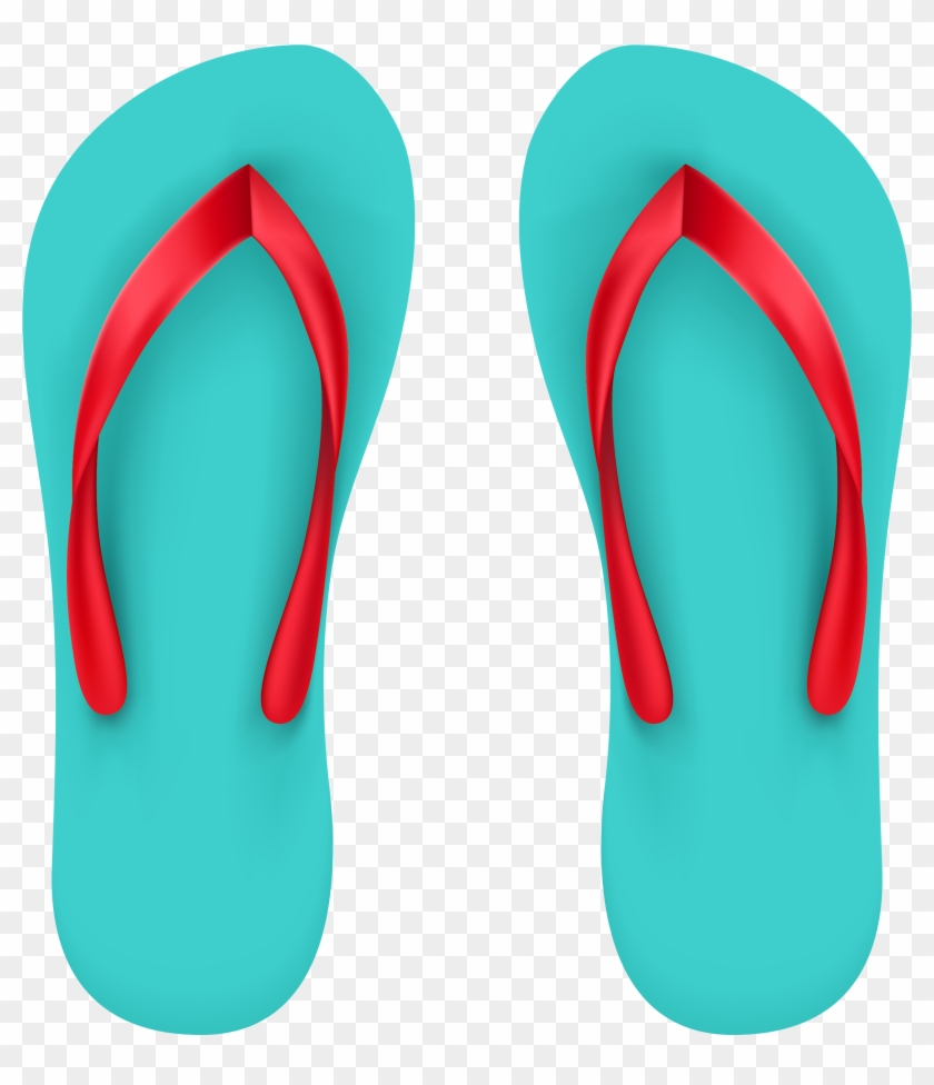 Aqua Beach Flip Flops Png Clipart - Summer Shoes Clip Art Transparent Png