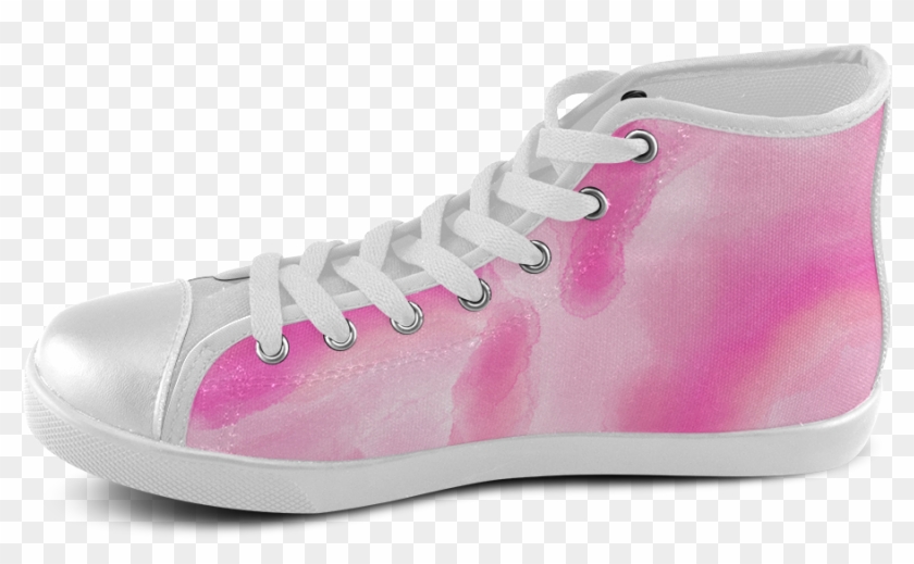 Pink Watercolor Abstract Art Women's High Top Canvas - G Eazy Custom Shoes Clipart