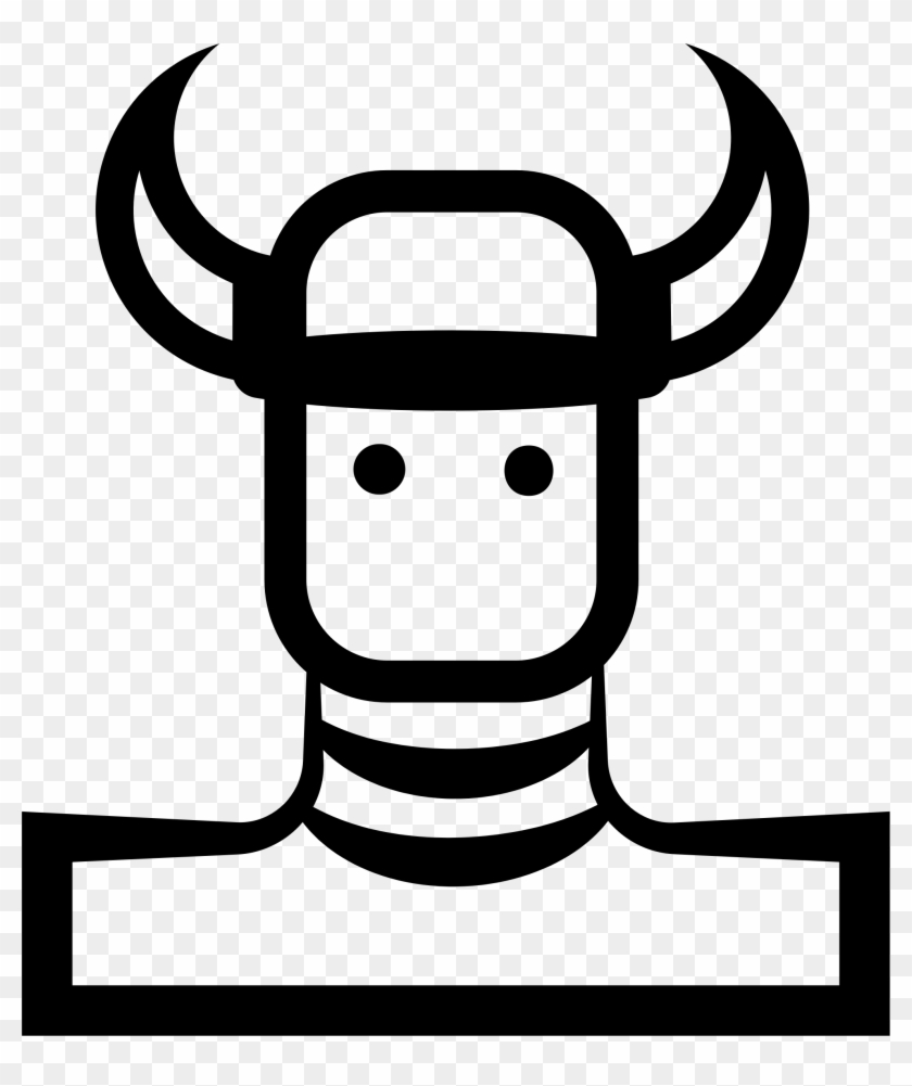 Big Image - Viking Head Cartoon Black White Clipart