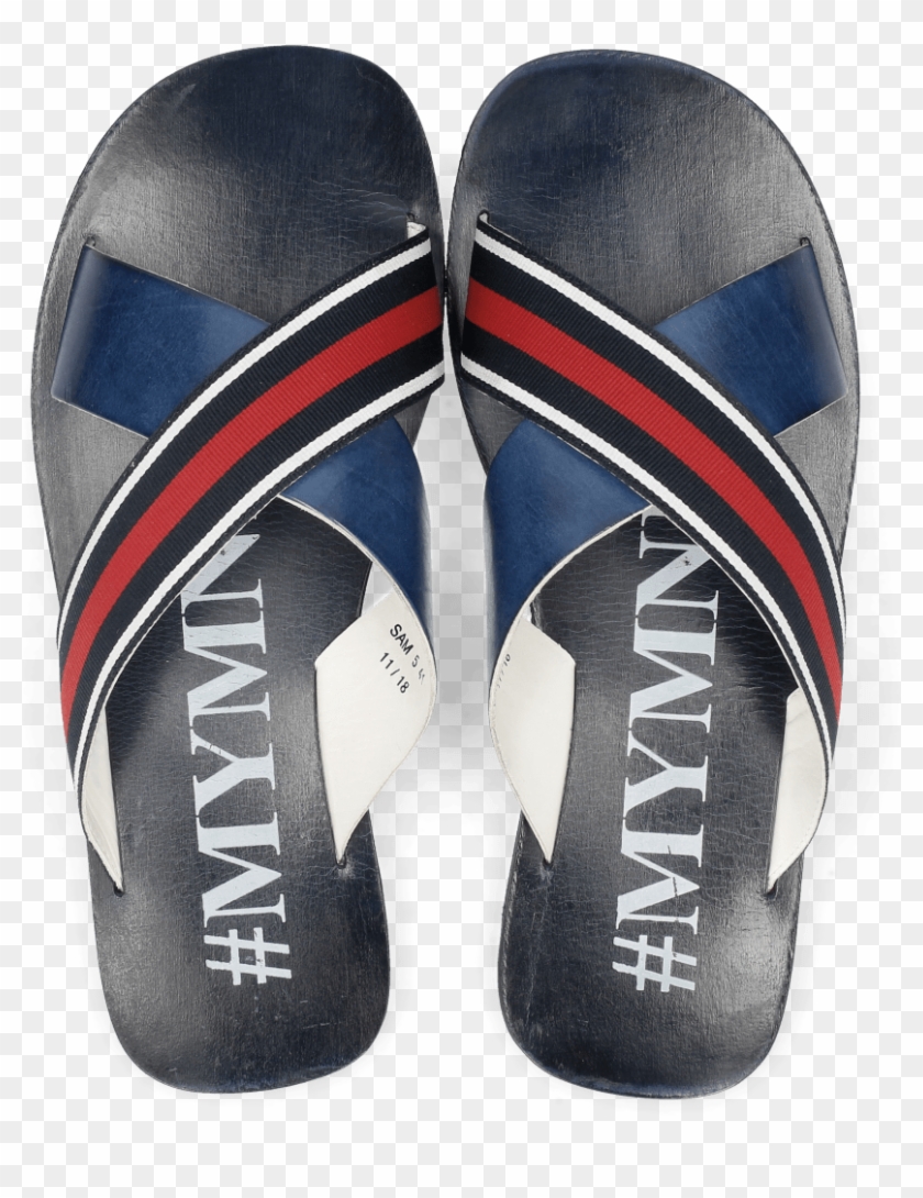 Sandals Sam 5 Marine Strap Red Blue - Flip-flops Clipart