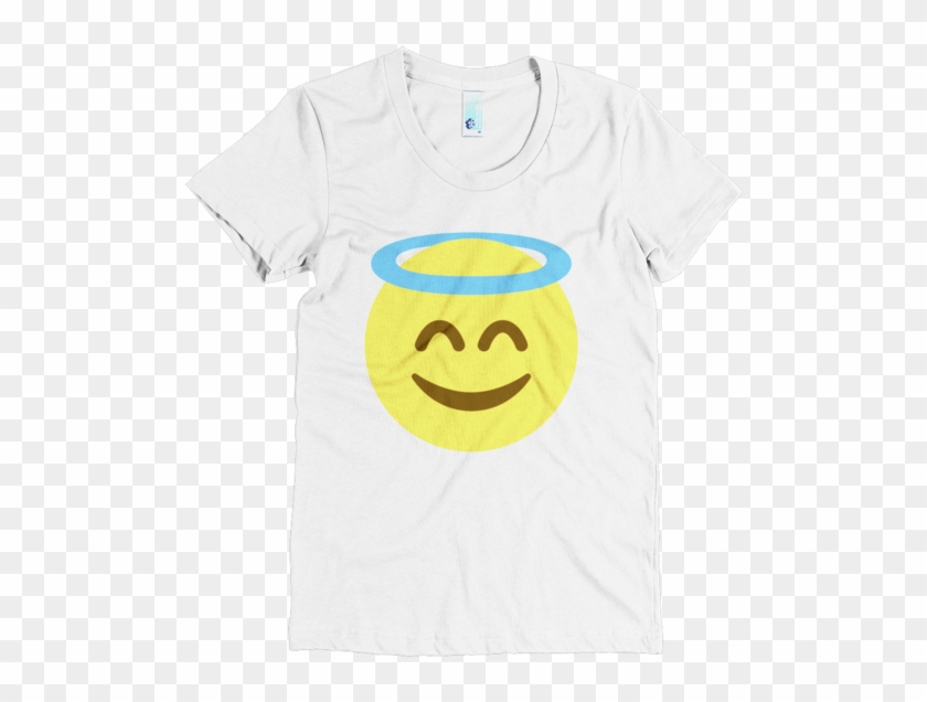 Angel Emoji T-shirt ﻿a Face With A Halo Above - Smiley Clipart