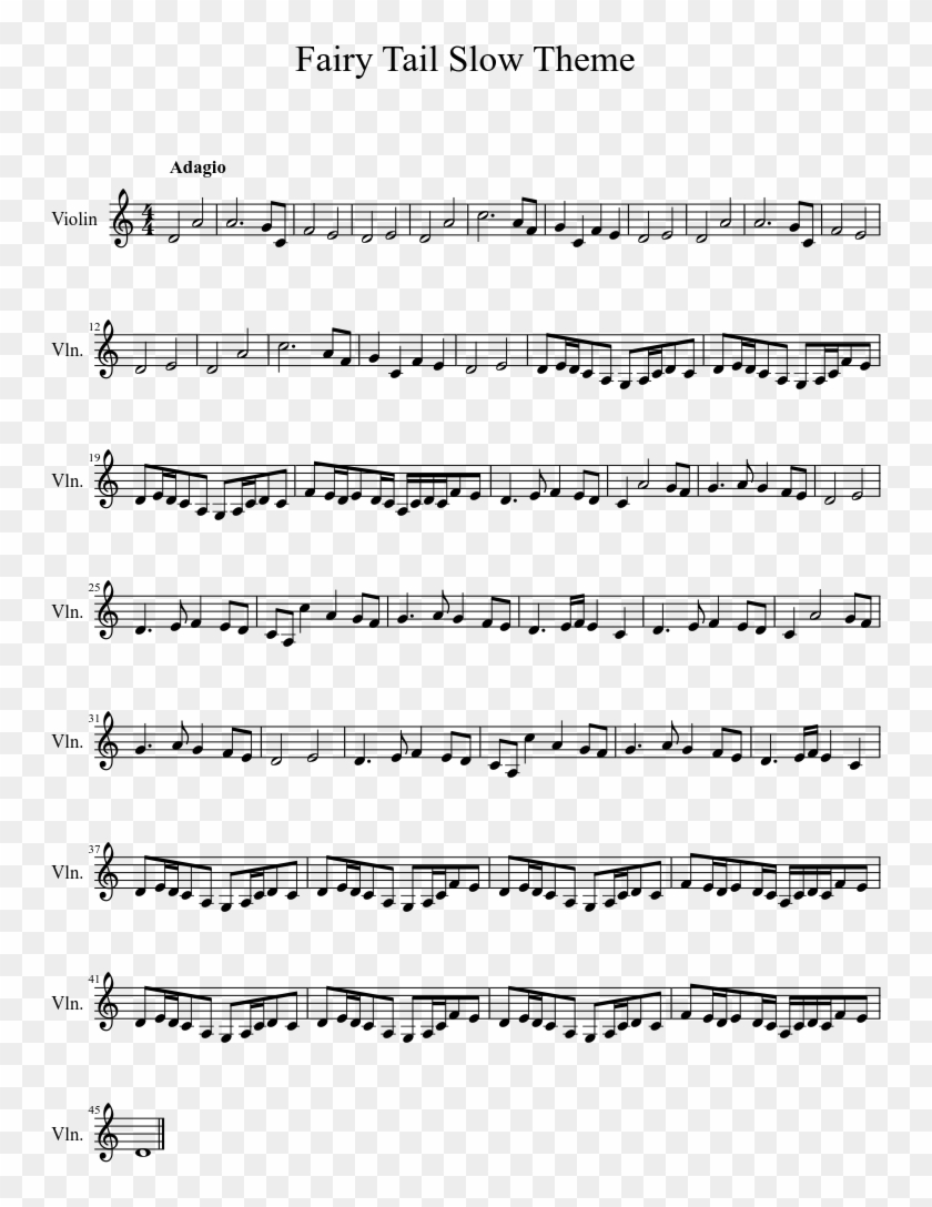Fairy Tail Slow Theme Sheet Music 1 Of 1 Pages - Professor Layton Violin Sheet Music Clipart