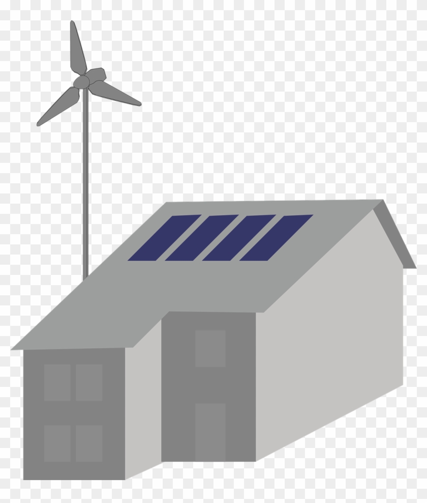 House,off Grid,solar Panels,wind Turbine,alternative - Solarne Panely Na Dom Clipart #1588156