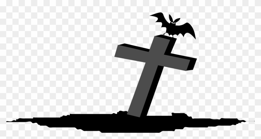Halloween Cemetery Headstone Jack O' Lantern Grave - Halloween Cross Clipart