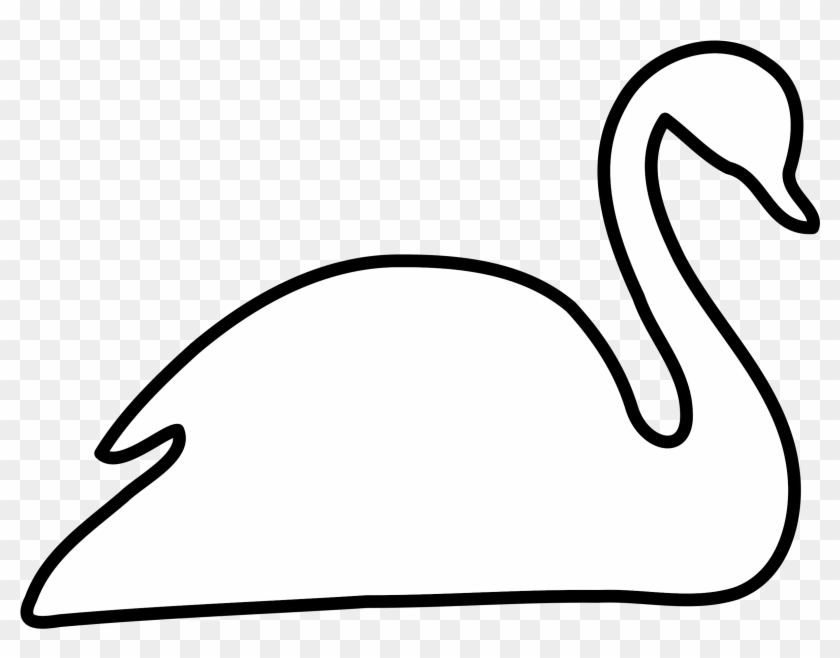 Swan Clipart - Silhouette White On Black - Png Download #1588403