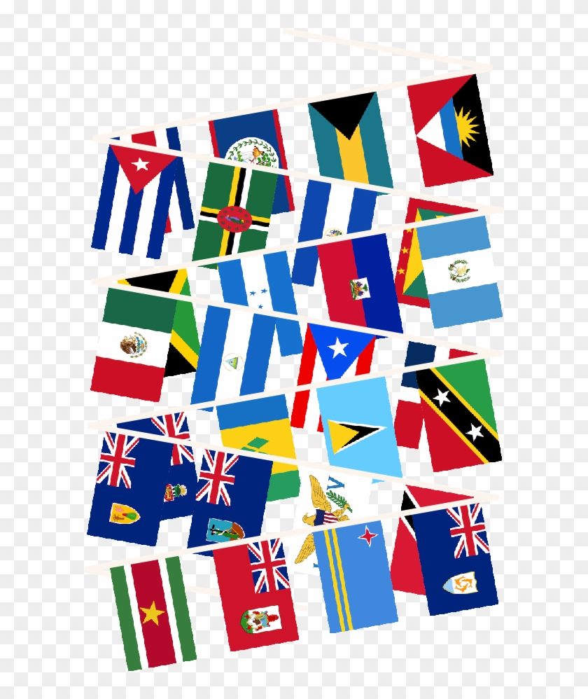 Caribbean Multi Nation Bunting - Caribbean Country Flags Png Clipart