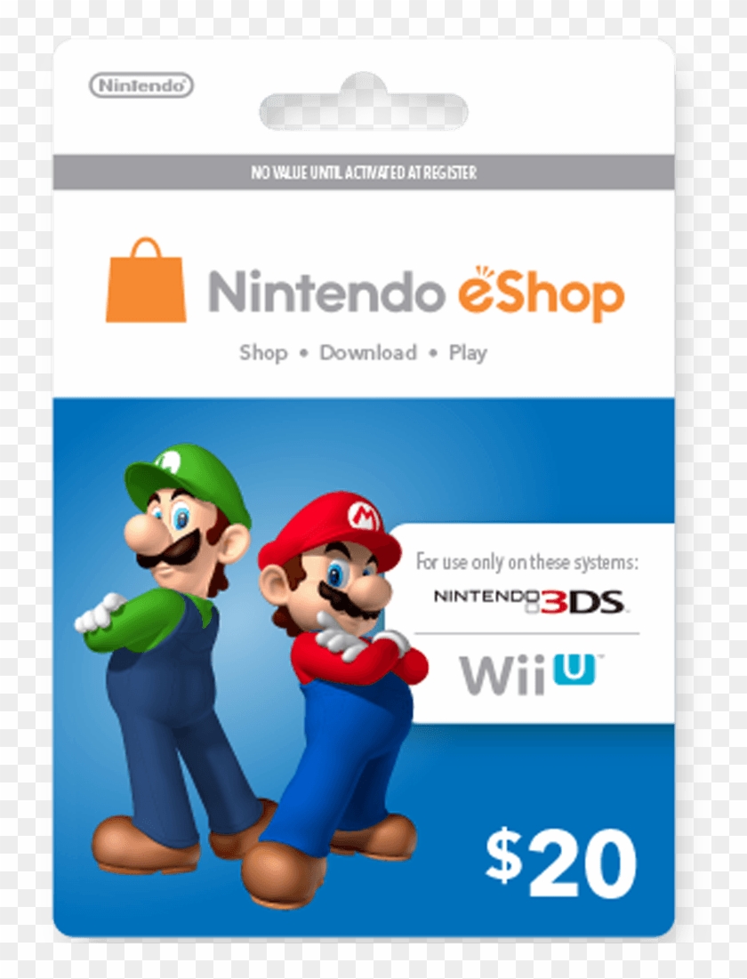 $20 Nintendo Eshop For Wii U - Nintendo Eshop Gift Card Clipart #1592768