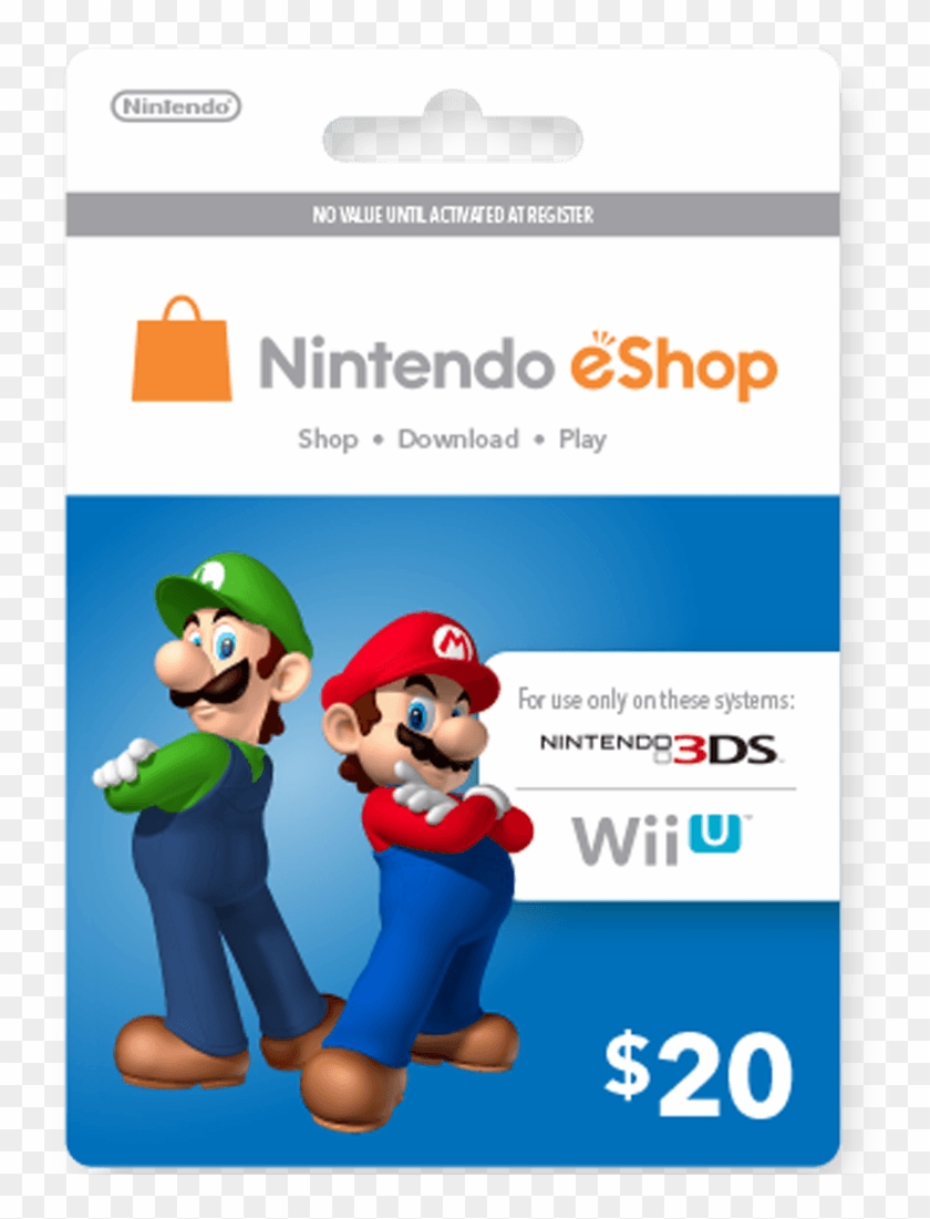 $20 Nintendo Eshop For Wii U - Nintendo Eshop Gift Card Clipart