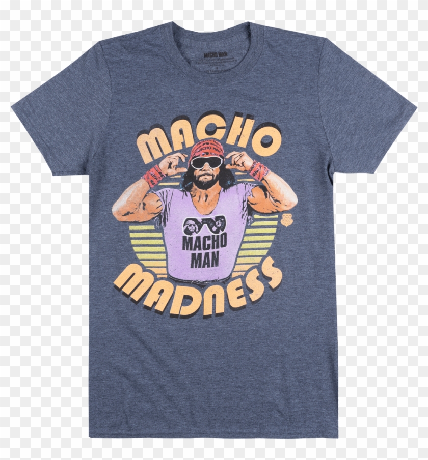 Wwe Macho Man Madness T-shirt Heather Navy Randy Savage - Macho Man Randy Savage Clipart