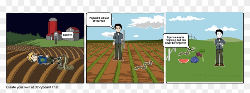 The Man And The Serpent - Cartoon Clipart #1594151