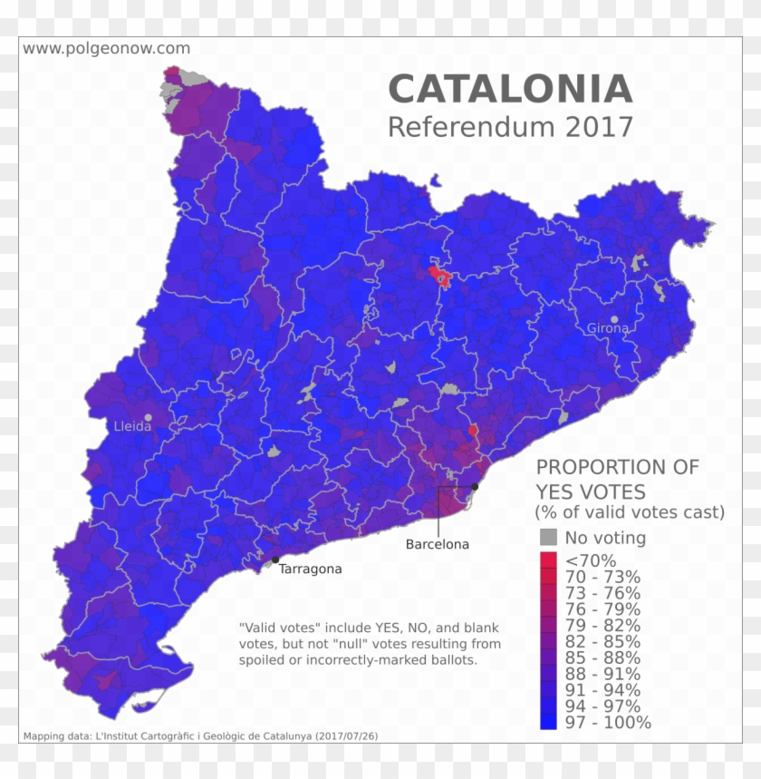 Catalan Referendum 2017 Map - Catalonia 2017 Referendum Results Clipart #1596674