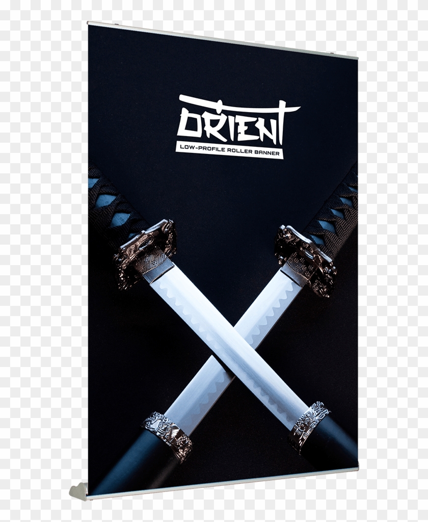 Orient Roller Banner - Dual Samurai Sword On Back Clipart