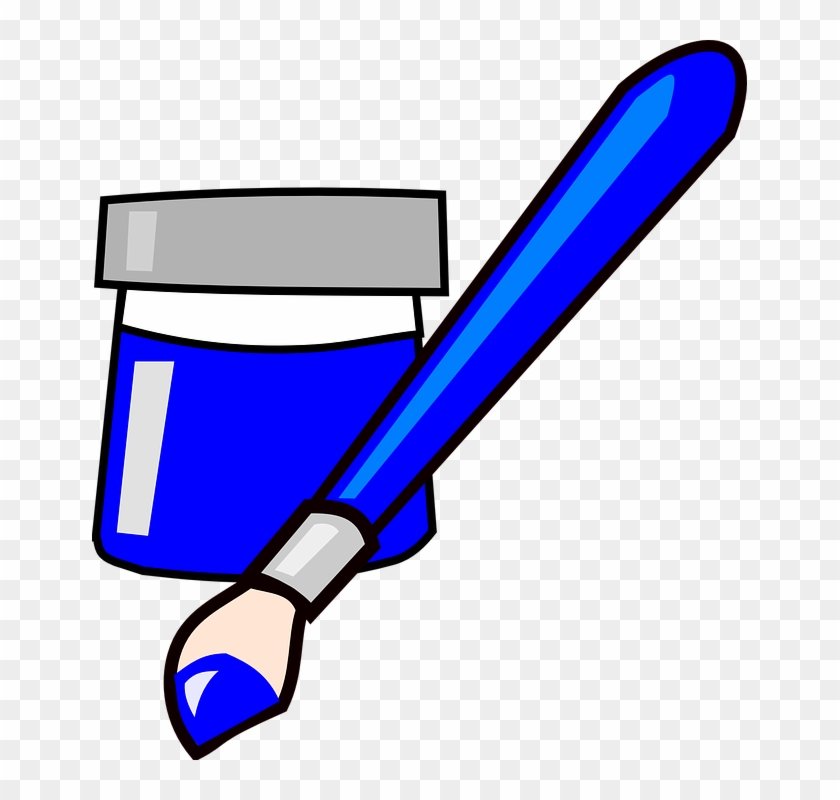 Paint Brush Clipart Blue - Blue Paint Brush Clipart - Png Download