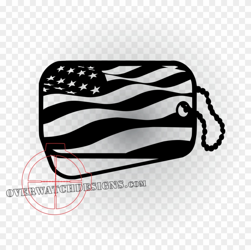 Waving American Flag Dogtag - Decal Clipart