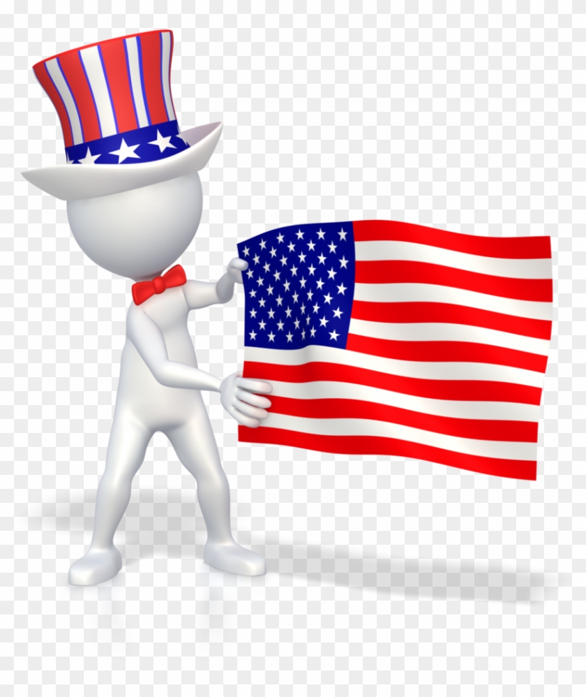 Holding Us Flag Stick Figure Pc Clipart