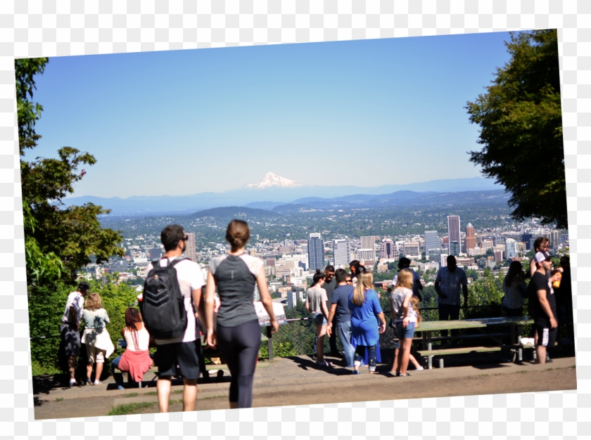 Visitors Enjoying Pittock Mansion's View Of Mount Hood - Pittock Mansion Viewpoint Clipart #161851