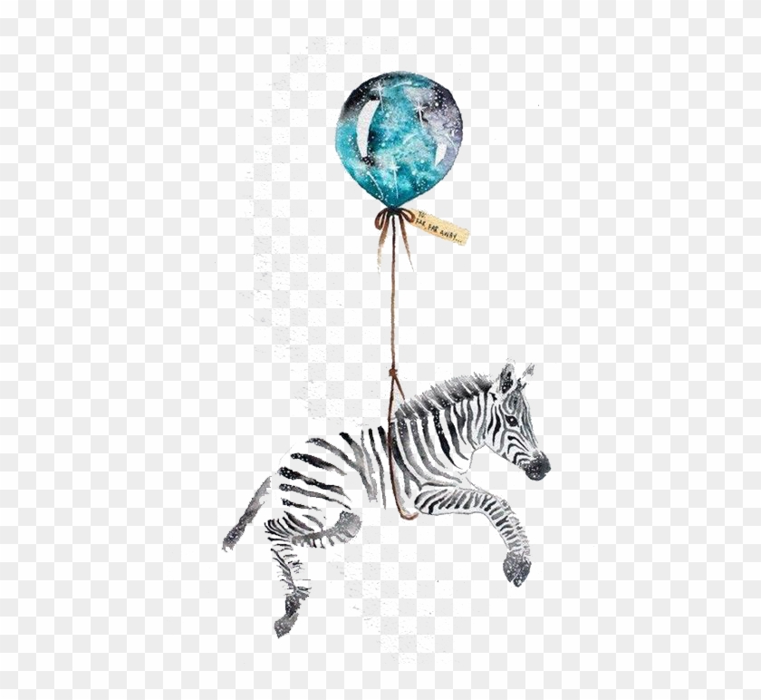 Tattoo Illustration Cartoon Watercolor Zebra Painting - Zebra Balloon Art Clipart
