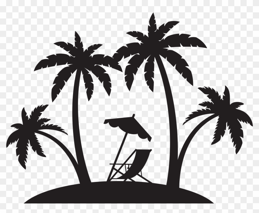 Palms And Beach Chair Silhouette Png Clip Artu200b Transparent Png #163969