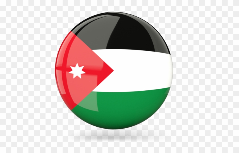 Glossy Flat Flag Of Jordan - Jordan Flag Round Png Clipart