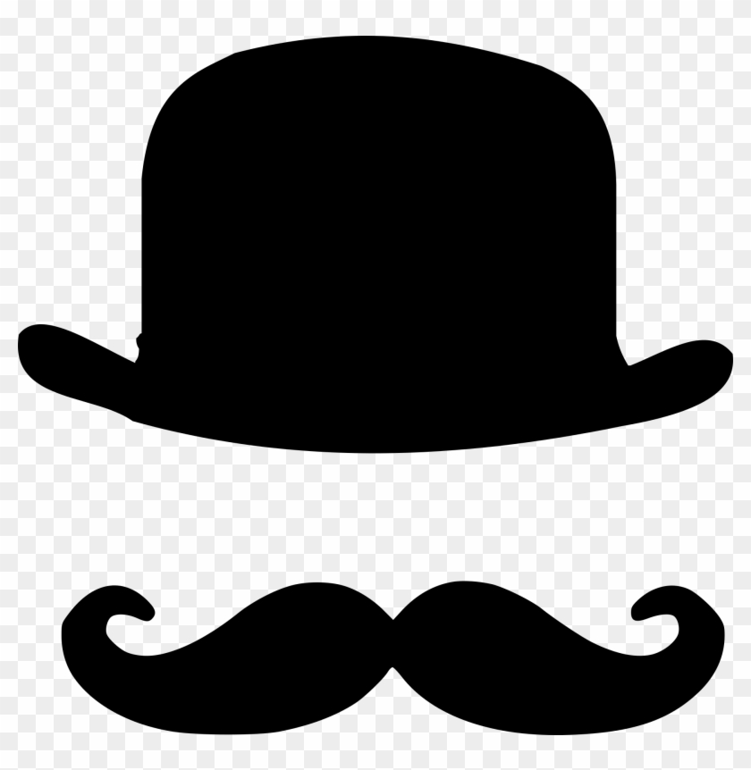 Bowler Hat And Moustaches Photo Prop - Hat And Mustache Png Clipart