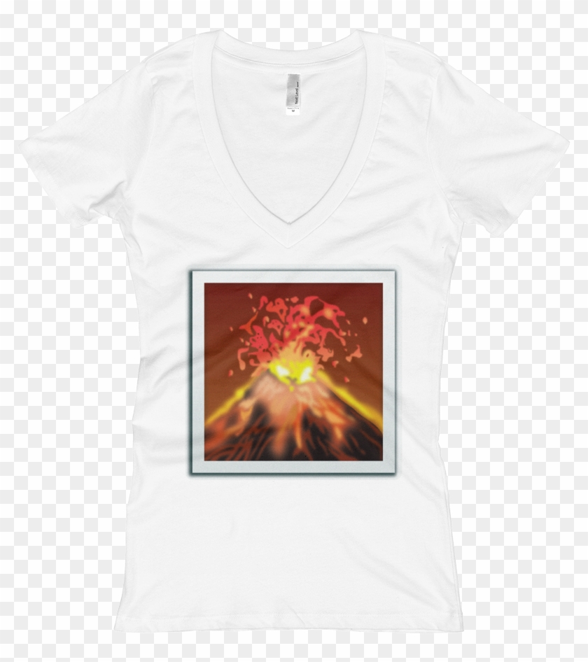 Women's Emoji V-neck - Shield Volcano Clipart