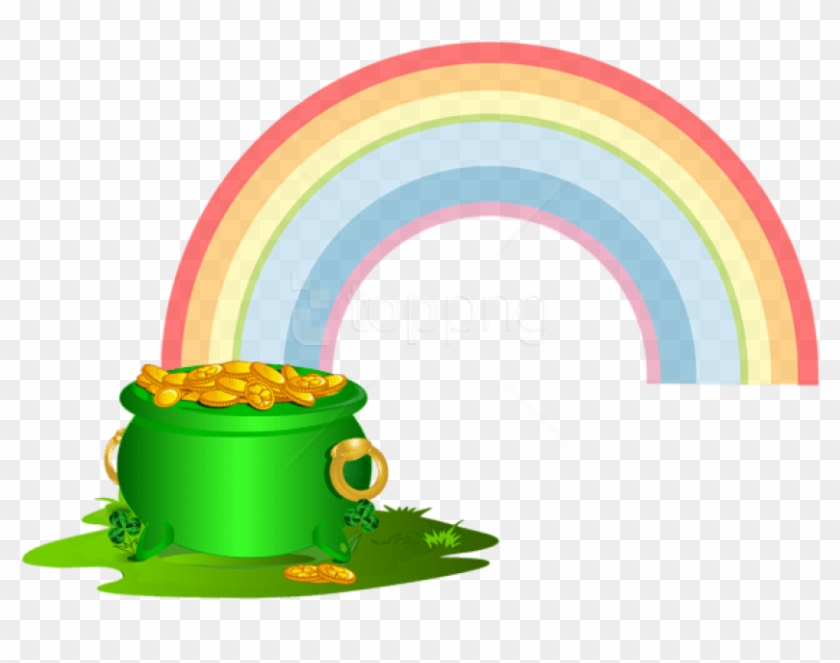 Free Png Download Green Pot Of Gold With Rainbow Png - Pot Of Gold Rainbow Png Clipart #1600280
