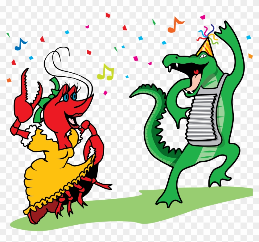 Crawfish And Alligator Dancing Vector Clip Art - Mardi Gras Crawfish Clip Art - Png Download #1600393