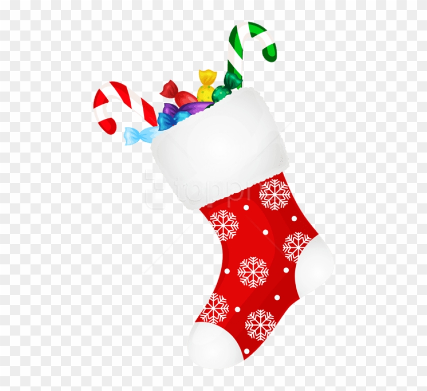 Christmas Stocking With Candies Png Png - Christmas Stocking Candy Clipart Transparent Png #1600996