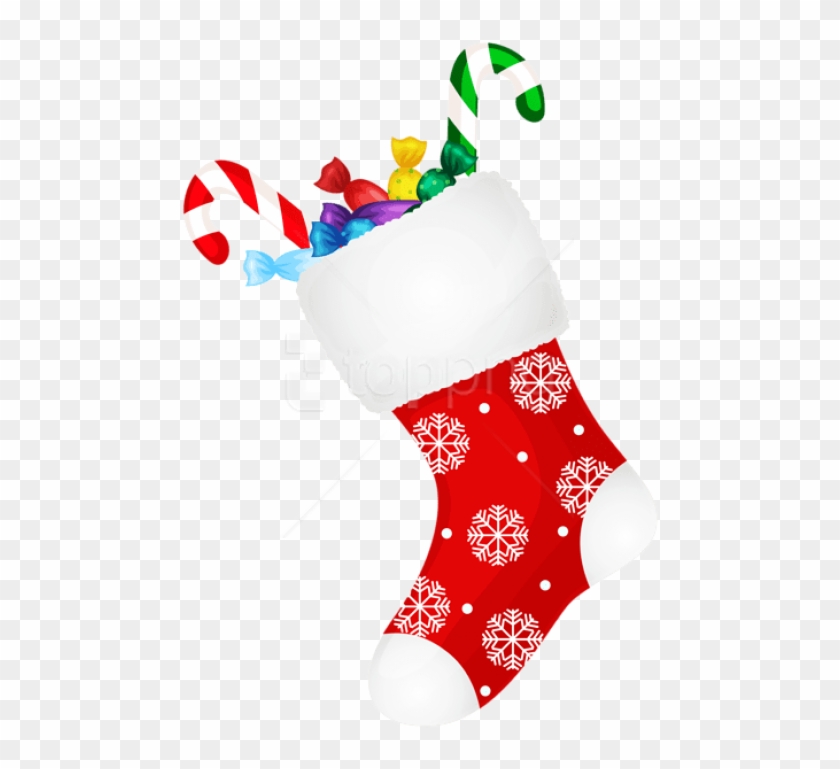Christmas Stocking With Candies Png Png - Christmas Stocking Candy Clipart Transparent Png