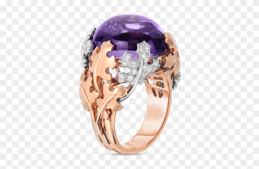 Roberto Coin Cabochon Ring With Amethyst And Diamonds - Engagement Ring Clipart