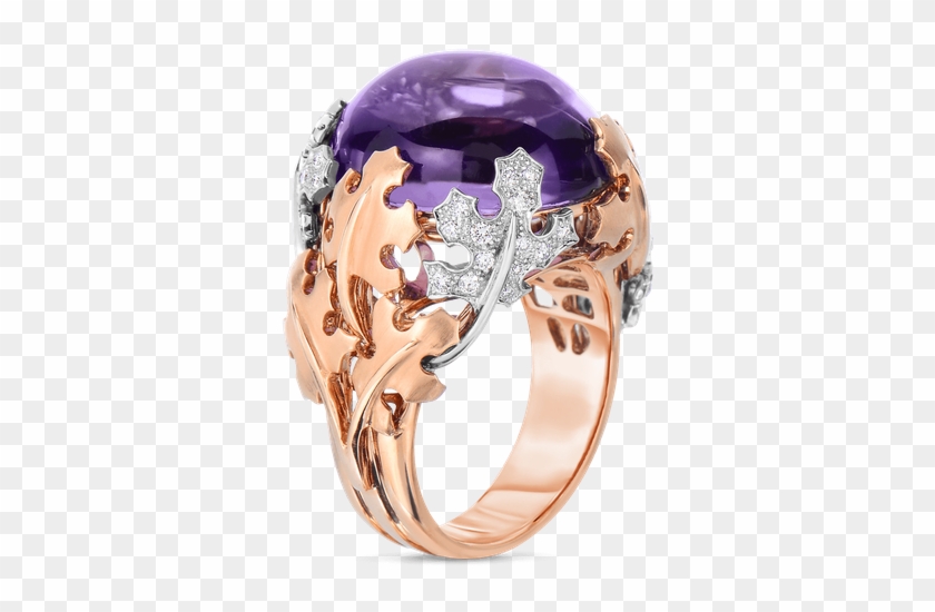 Roberto Coin Cabochon Ring With Amethyst And Diamonds - Engagement Ring Clipart #1602918