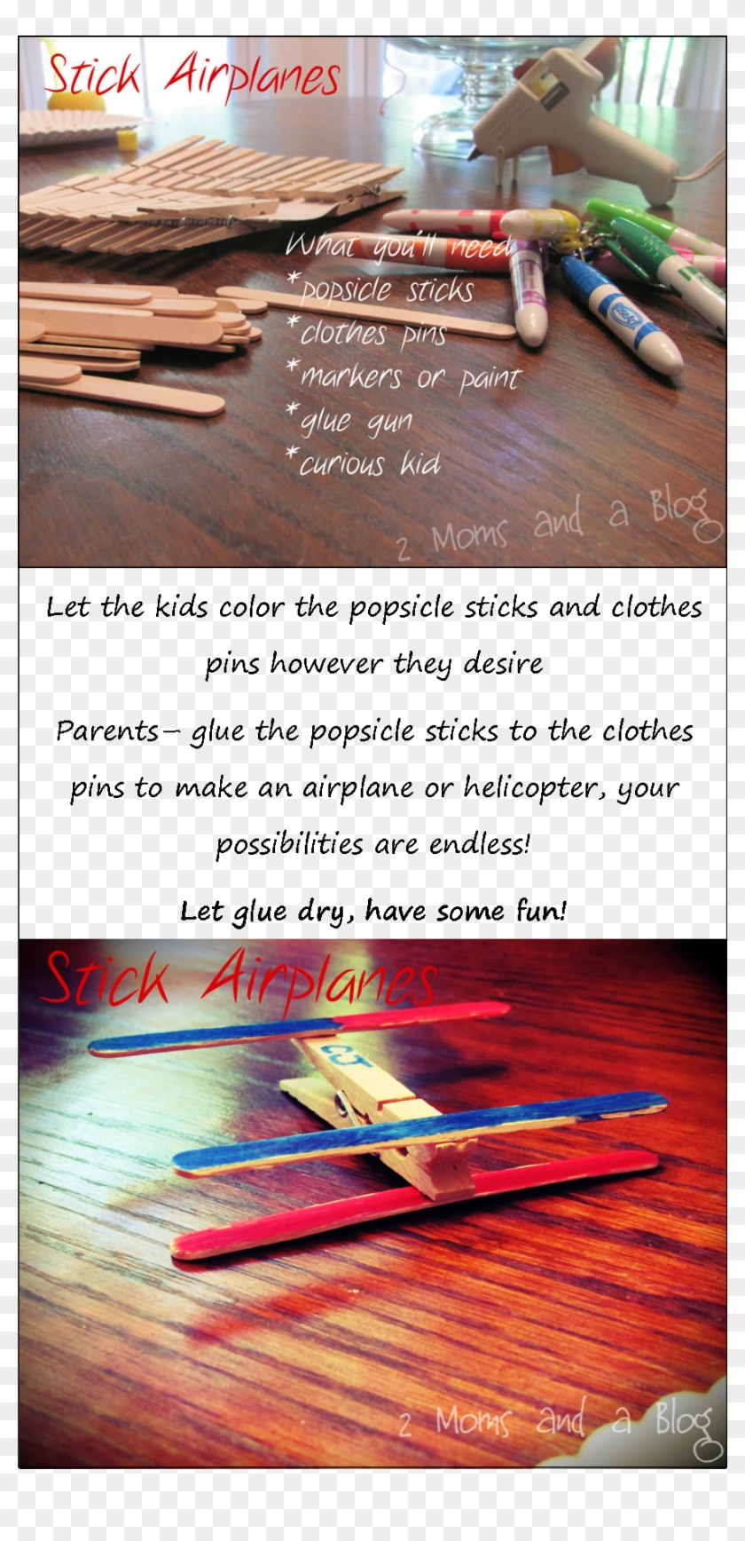 Stick Airplanes Toddler Craft - Plywood Clipart