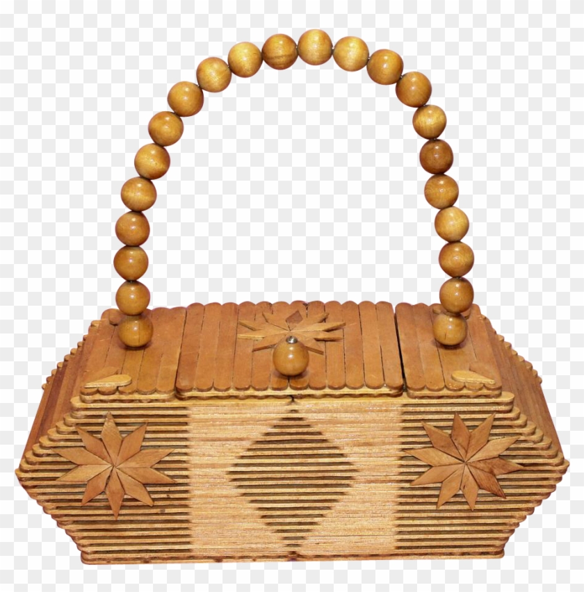 Vintage 60s Mod Folk Art Popsicle Stick Hand Bag/purse - Handbag Clipart