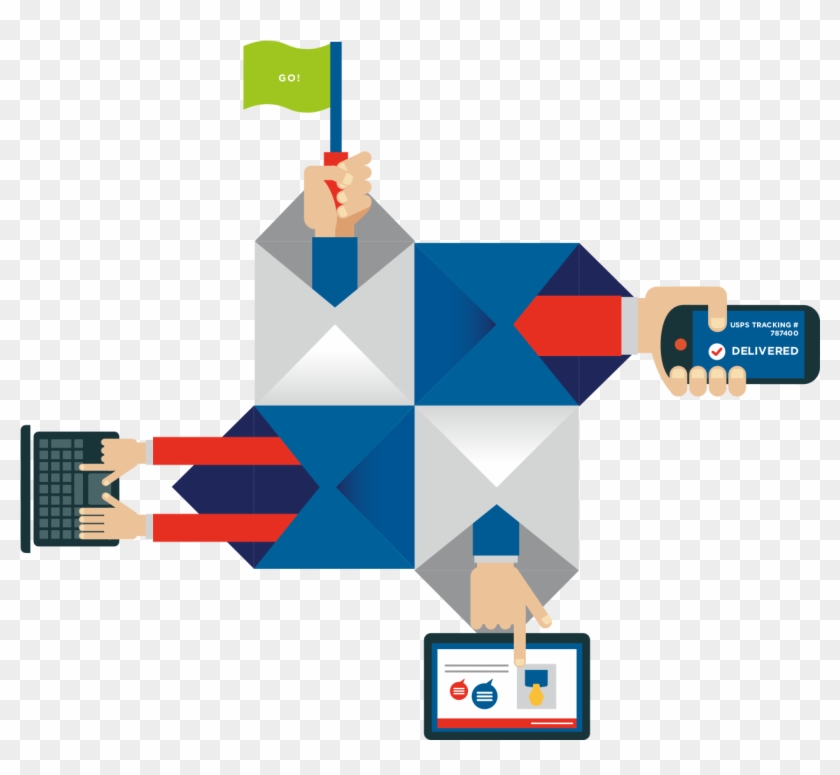 Hands Coming Out Of Envelopes - Graphic Design Clipart