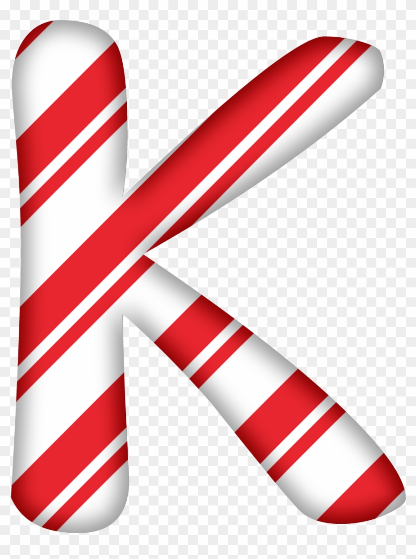 Candy Cane Alphabet Letters - Candy Cane Alphabet K Clipart