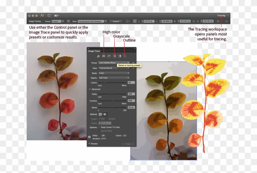 Image Trace Panel - Adobe Illustrator Image Trace Clipart