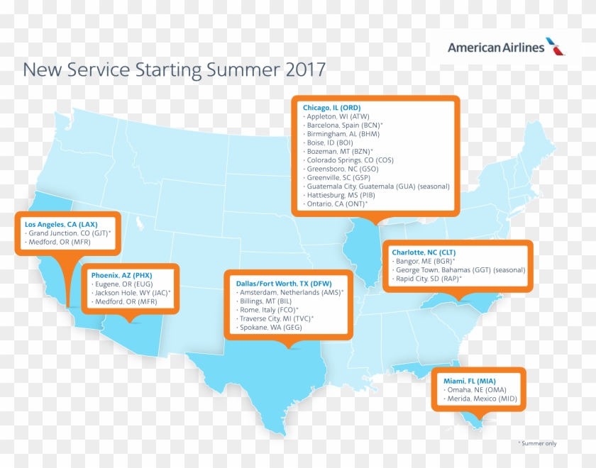 American Airlines Map - Forest Industry In Usa Clipart