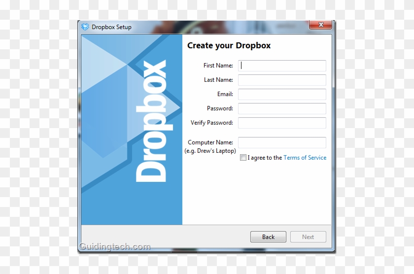 Dropbox Signup On Desktop - Dropbox Sign Up Clipart