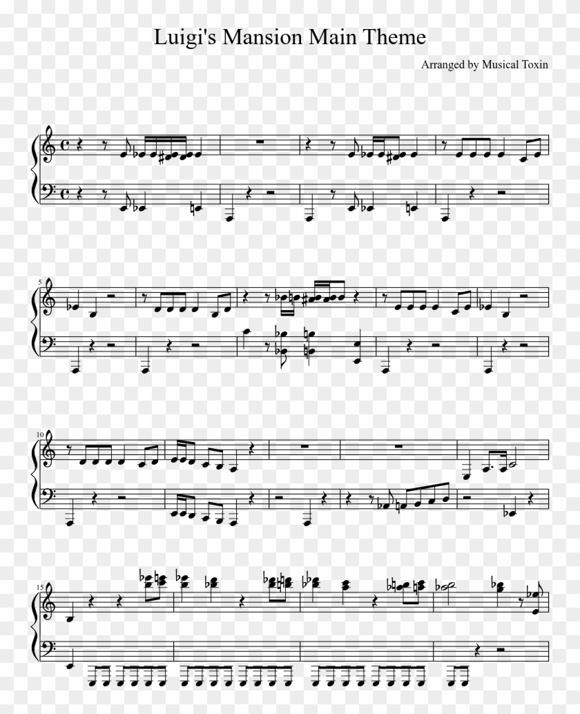 Luigi's Mansion Main Theme Sheet Music Composed By - Billie Eilish 6.18 18 Piano Sheet Clipart #1610465