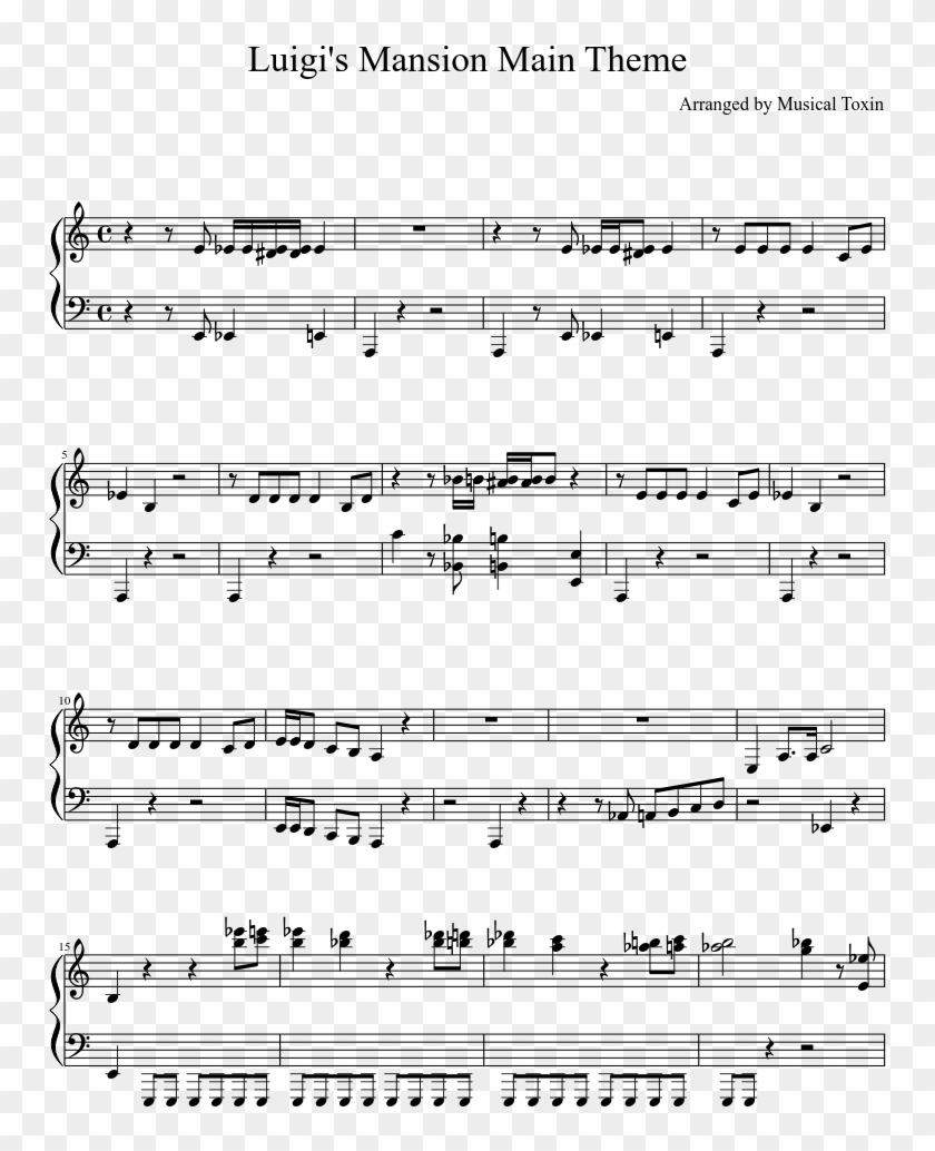 Luigi's Mansion Main Theme Sheet Music Composed By - Billie Eilish 6.18 18 Piano Sheet Clipart