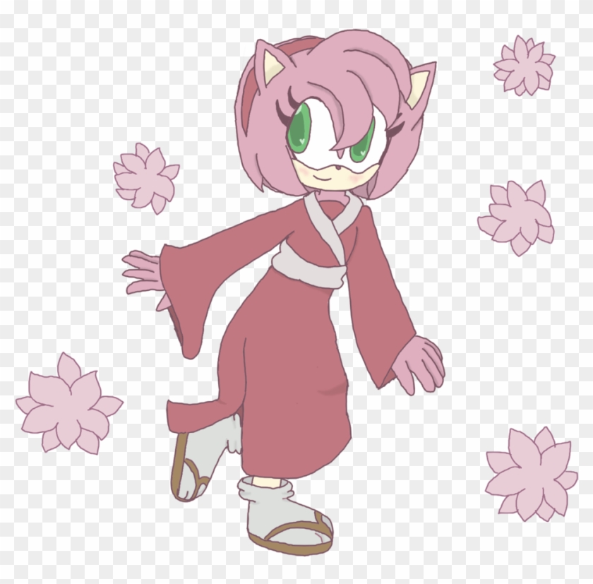 Amy Rose Yukata - Cartoon Clipart