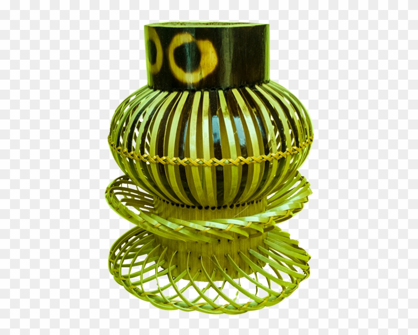 Stout Fat Mid Bamboo Flower Vase In Yellow And Brown - Circle Clipart #1613900