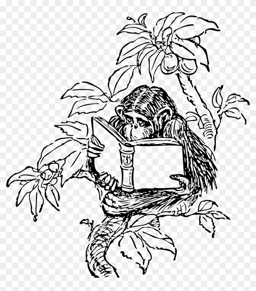 This Free Icons Png Design Of Monkey Reading Clipart