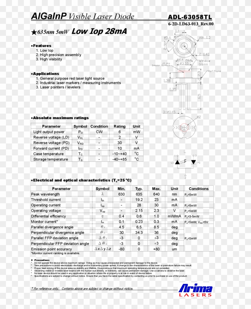 635nm 6mw To Can Arima Lasers , Png Download - Arima Clipart #1619147