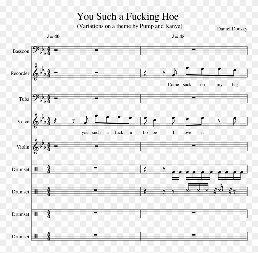 You Such A Fucking Hoe - Sheet Music Clipart