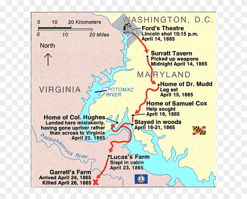 Booth Escape Route - John Wilkes Booth Escape Route Clipart