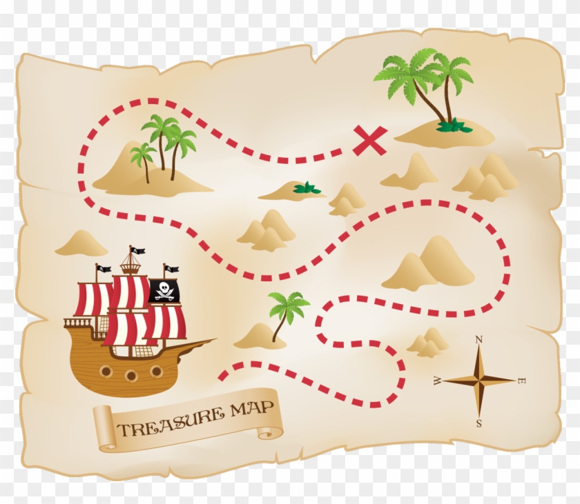 Treasure Map Clipart - Printable Pirate Treasure Map Realistic Clipart