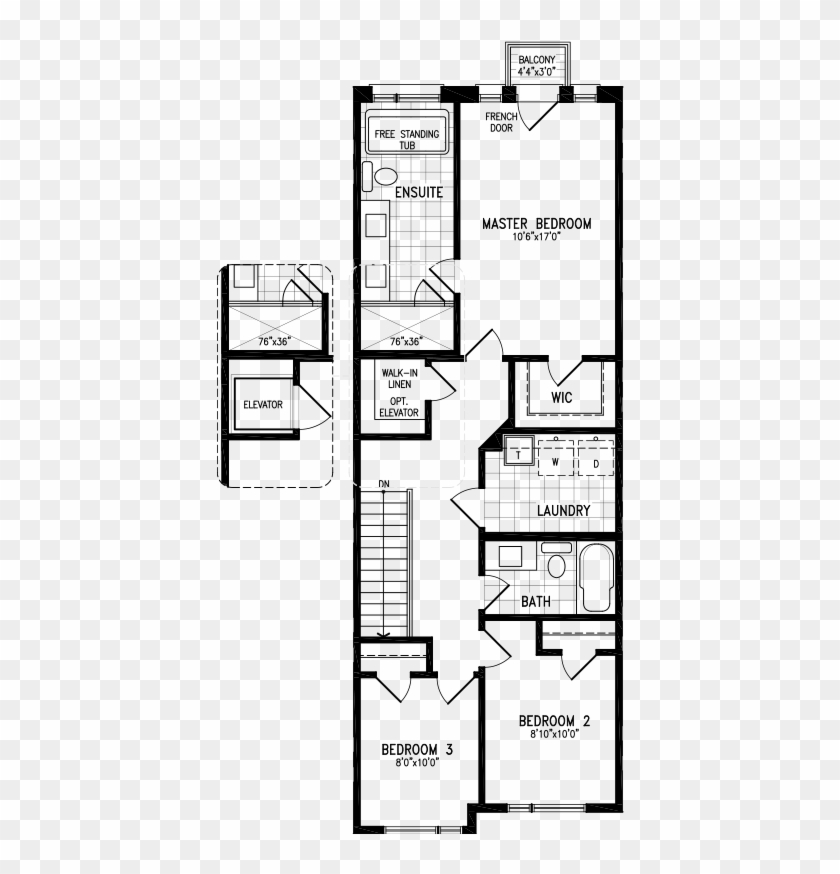 0005 0000 Residence 3 A Second Floor With Elevator - Floor Plan Clipart #1621810